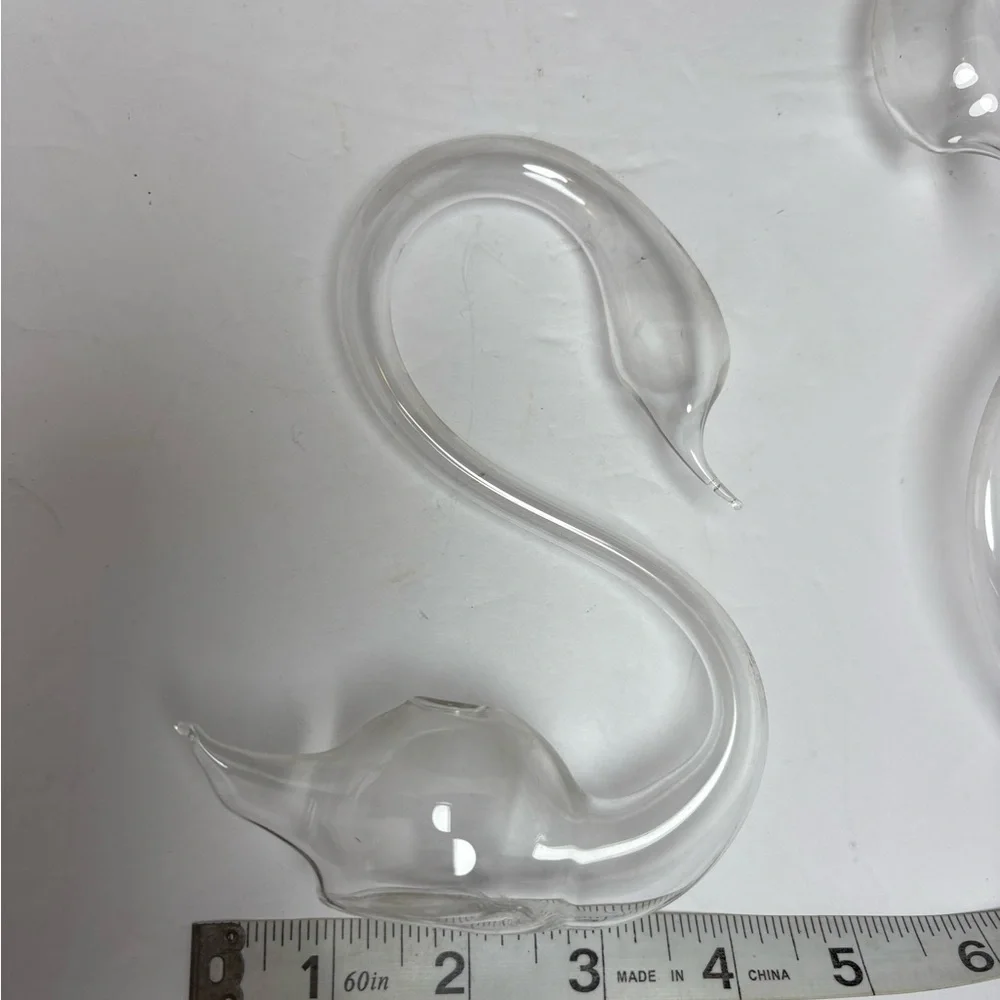 Vintage Pair of Delicate Clear Glass Swan Bud or Propagation Vases